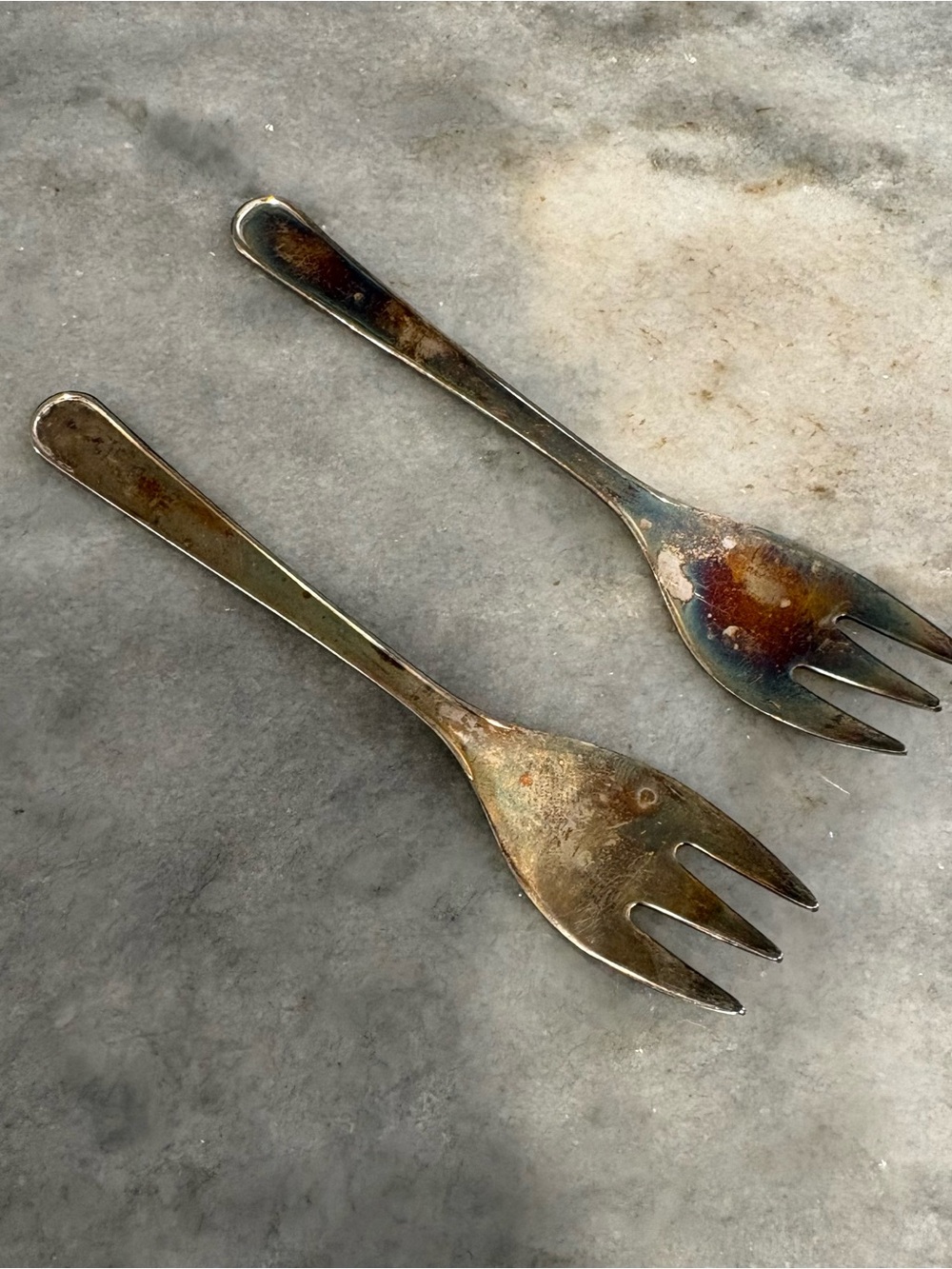Vtg Set of 2 LEONARD Silver Plated Italy Small Cocktail Seafood Fork Replacement
